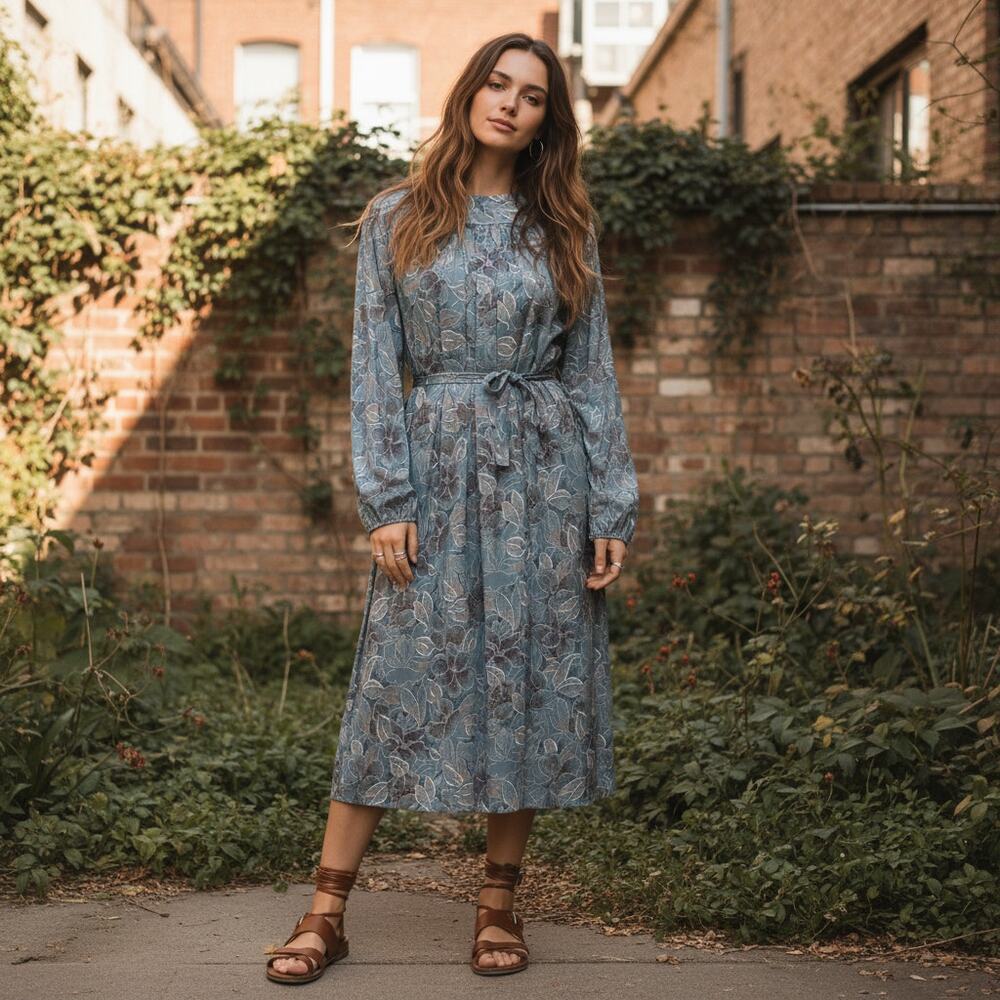 Vintage Eileen Scott Dallas Floral Belted Dress Size 20 (Modern 3X)